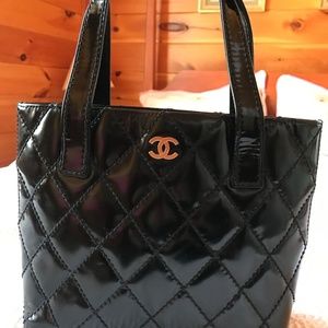 Vintage Chanel Black Patent Leather Handbag